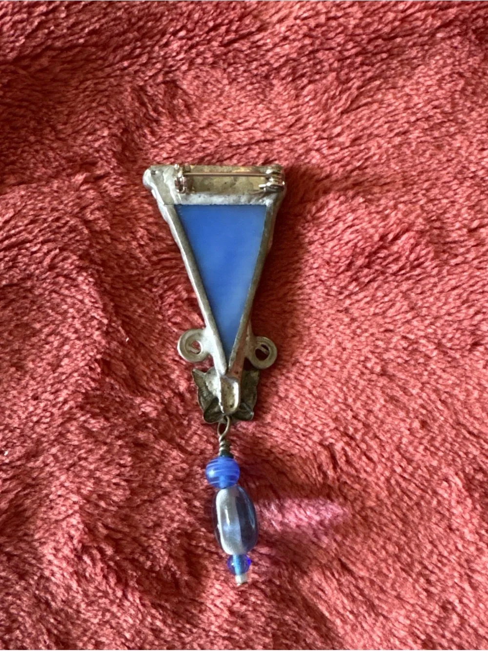 Handcrafted Blue Stained Glass Angel Pendant Necklace